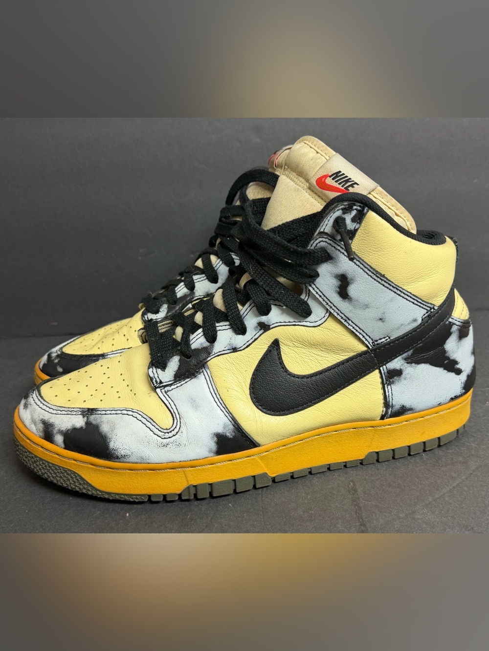Nike Dunk High 1985 Black Acid Wash Basketball Shoes - DD9404-700 - Men's Sz 10